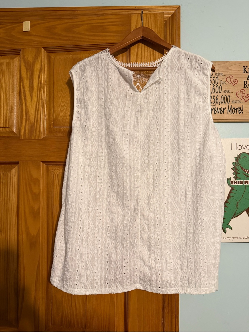 White Eyelet Sleeveless Top - Brand Unknown